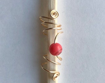 Dreadschmuck Dreadlockschmuck from Bronze wire with real pearl of red coral Dreadperle Rast ash Muck Red Coral