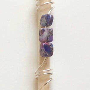 Purple Stone and Silver Loc Jewelry | Purple Semi-precious Dread Bead