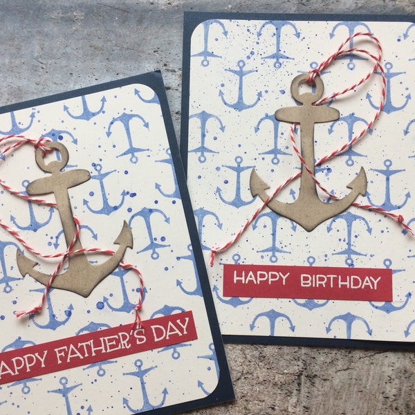 Nautical Theme Card for Him, Anchor Card, Happy Father's Day, Happy Birthday