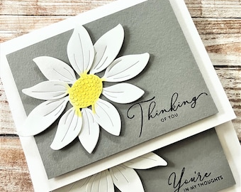 Thinking of You card | Sympathy Card | You're In My Thoughts | Large Daisy Die Cut | Simple and Elegant