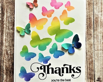Handmade Thank You Card | Butterfly Thanks card | Rainbow Thanks card | Thanks Your the Best Card