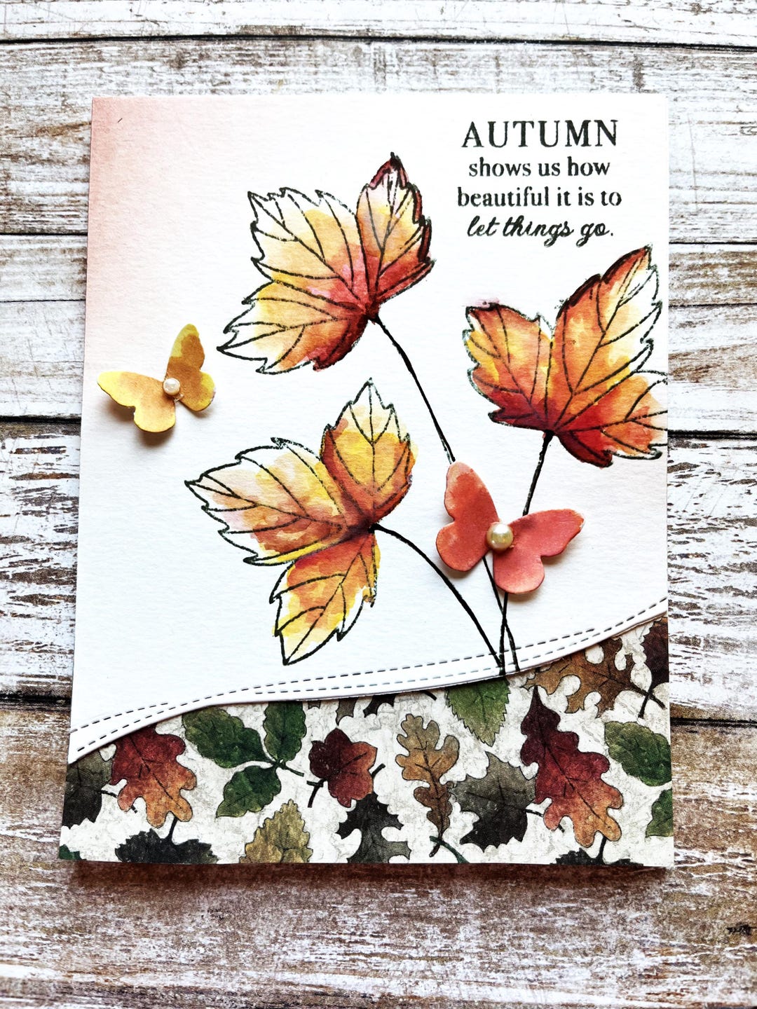 Handmade Autumn Greetings: Hand Watercolor Maple Leaf Fall Card - Etsy