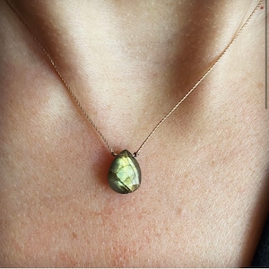 Faceted Labradorite Floating Necklace, 15"-22", Dainty Labradorite Necklace, Minimalistic Labradorite Necklace, Faceted Labradorite Choker
