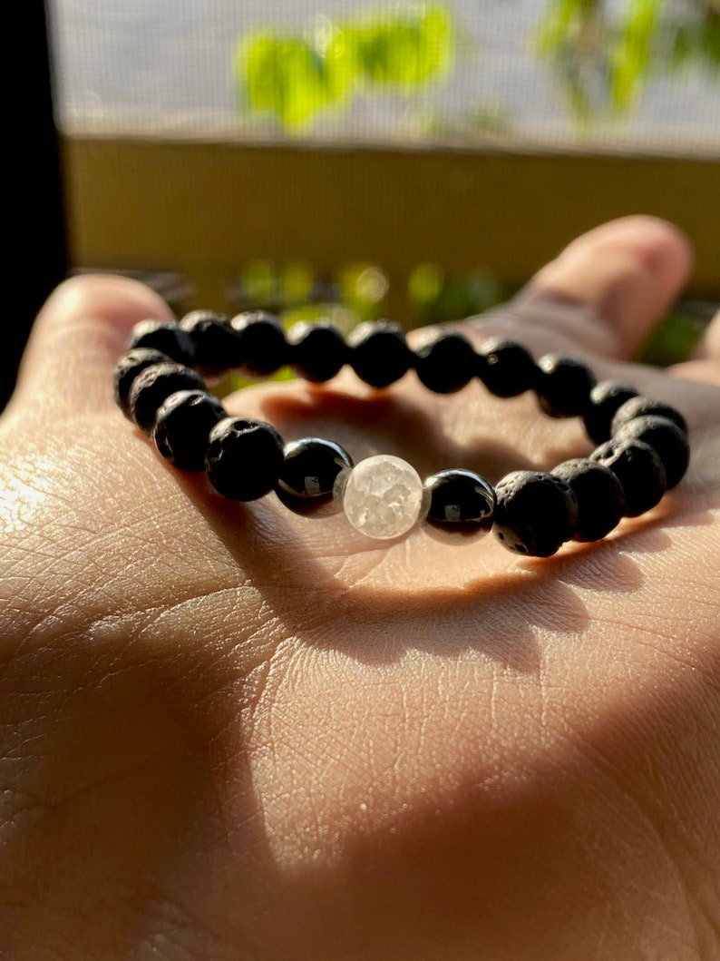 Stretch Kids Mala Bracelet Full Moon Quartz Bracelet Diffuser Bracelet Healing Hematite /& Lava Stone Bracelet Crackle Quartz Bracelet