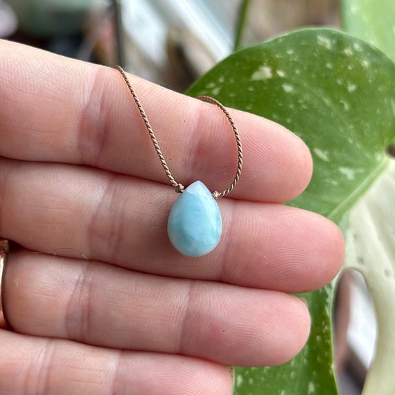 本物のラリマーネックレス、14インチ～22インチ、ラリマーミニマリスト