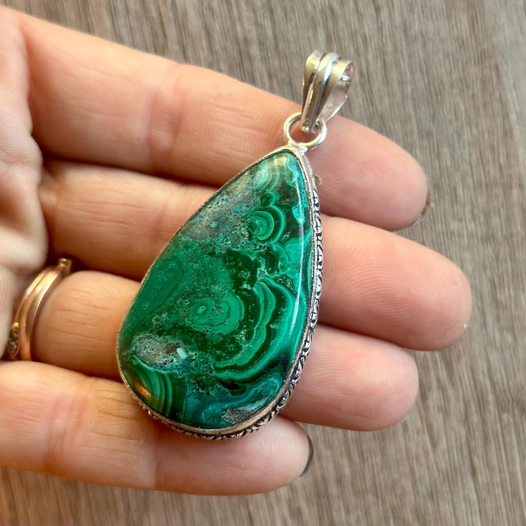 Monique Gem Pendant, Malachite
