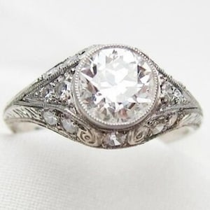 Edwardian Old Mine Cut Diamond Art Deco Ring Vintage-style Art Deco Engagement Ring in Sterling Silver Antique Ring Estate Diamond Halo Ring