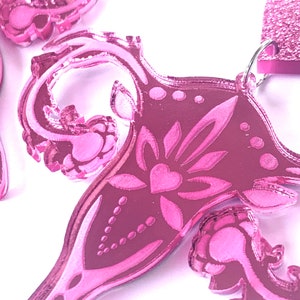 Pink Mirror Glitter Uterus Uterine Love Female Midwife Heart Stud Earrings