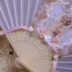 Pink Hand Held Lace Fan,Vintage Lace Fan,Party Favor,Wedding Lace Fan