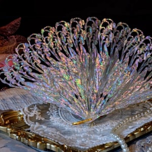 Luxury Mother of Pearl Hand Fan,Carved Floral Pattern Bridal Fold Fan,Vintage Wedding Fan,Gift For Her