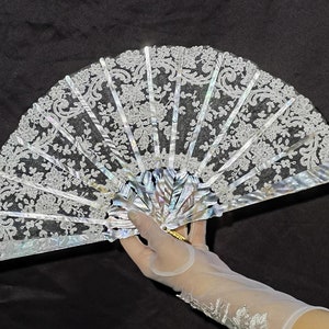 Antique Mother of Pearl Lace Hand Fan,shimmering Vintage Lace Fan,Wedding Lace Fan,Gift For Her