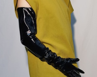 28cm/50cm/60cm/70cm Black Latex Gloves,Shiny Thin Latex Gloves,Long Opera Gloves,Costume party gloves