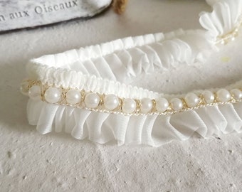 Vintage Pearl Lace Trim: Ruffled Bridal Embellishment