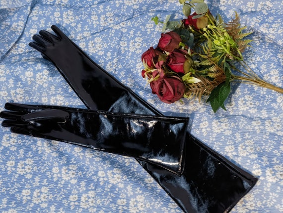 Lange Latexhandschuhe Für Damen, Schwarze Club-Outfits, 0,6 Mm