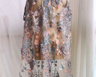 3D Flower Embroidered Lace Fabric: Wedding & Dance Apparel