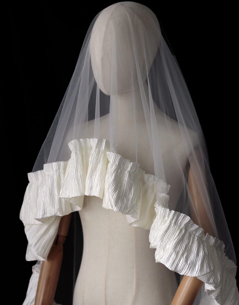 Classical Ruffle Champagne Ruffle Veil:classical White Lace Bridal Veil,frill Edge - Etsy