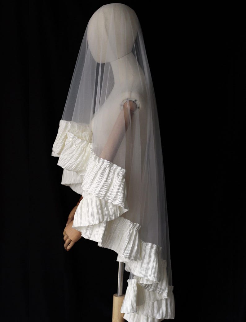 Classical Ruffle Champagne Ruffle Veil:classical White Lace Bridal Veil,frill Edge - Etsy