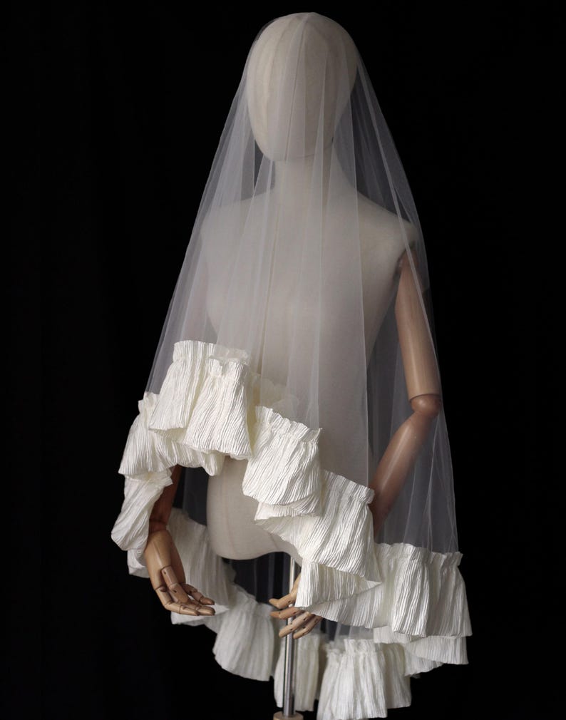 Classical Ruffle Champagne Ruffle Veil:classical White Lace Bridal Veil,frill Edge - Etsy