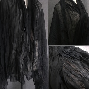 Black wrinkle Fabric,summer chiffon fabric,sheer chiffon,Party Decor,clothing fabric-Half Yard