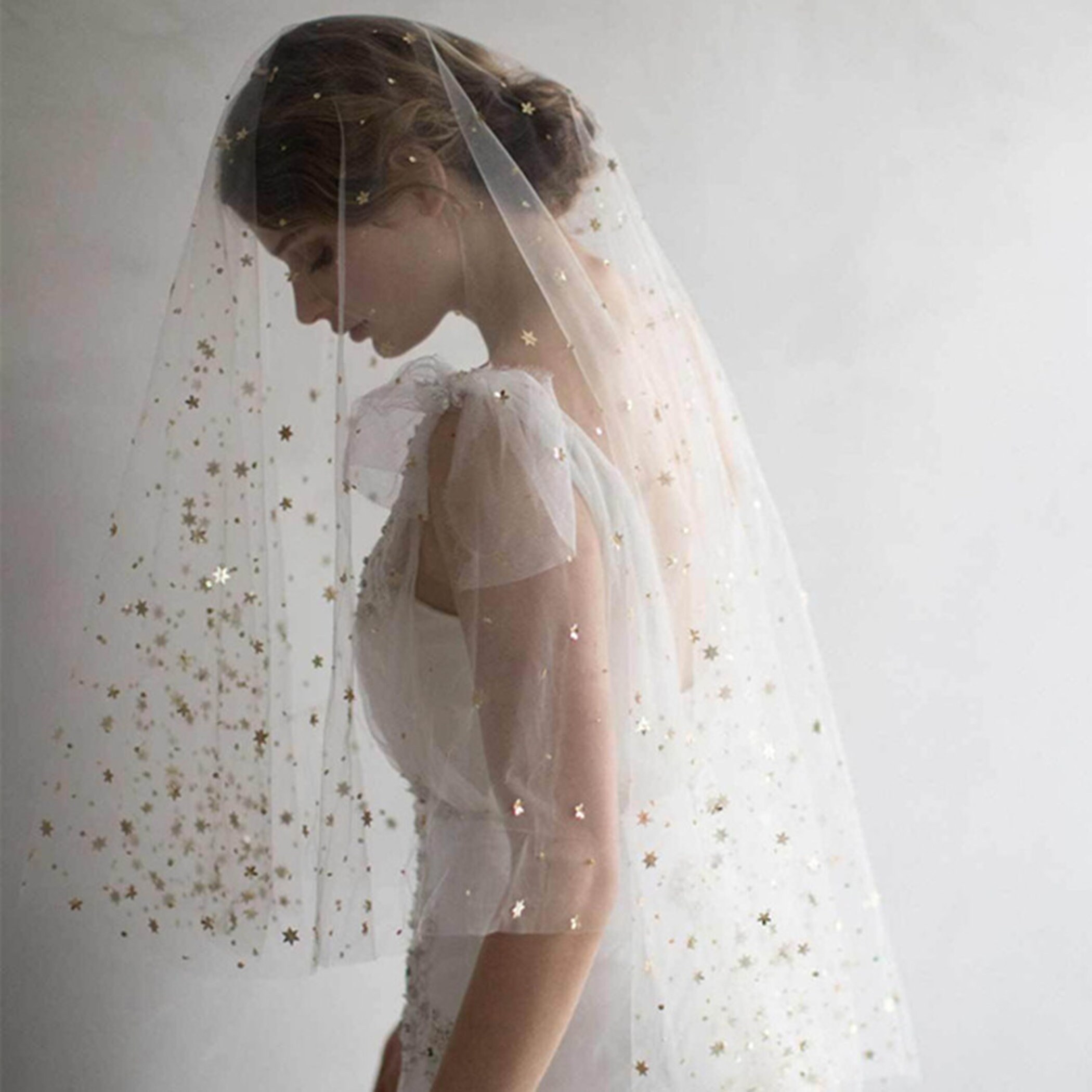 Glitter Fingertip Veil2 Tier Veil With Combsparkle Veil With Etsy