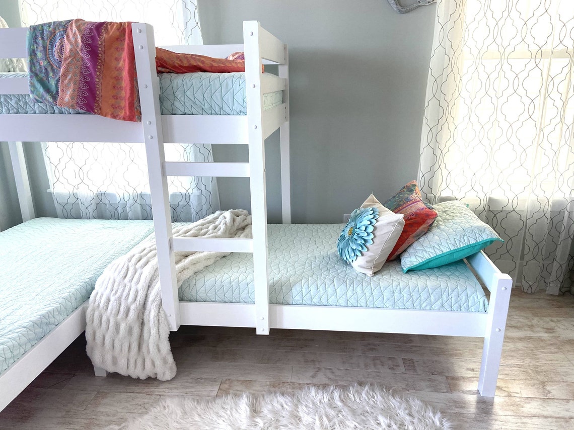 Nora Corner Triple Bunk Bed White Quad Bunk Bed With Ladder Etsy