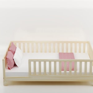 Luca Montessori Floorbed Toddler Size with Rails | Custom Kids Furniture