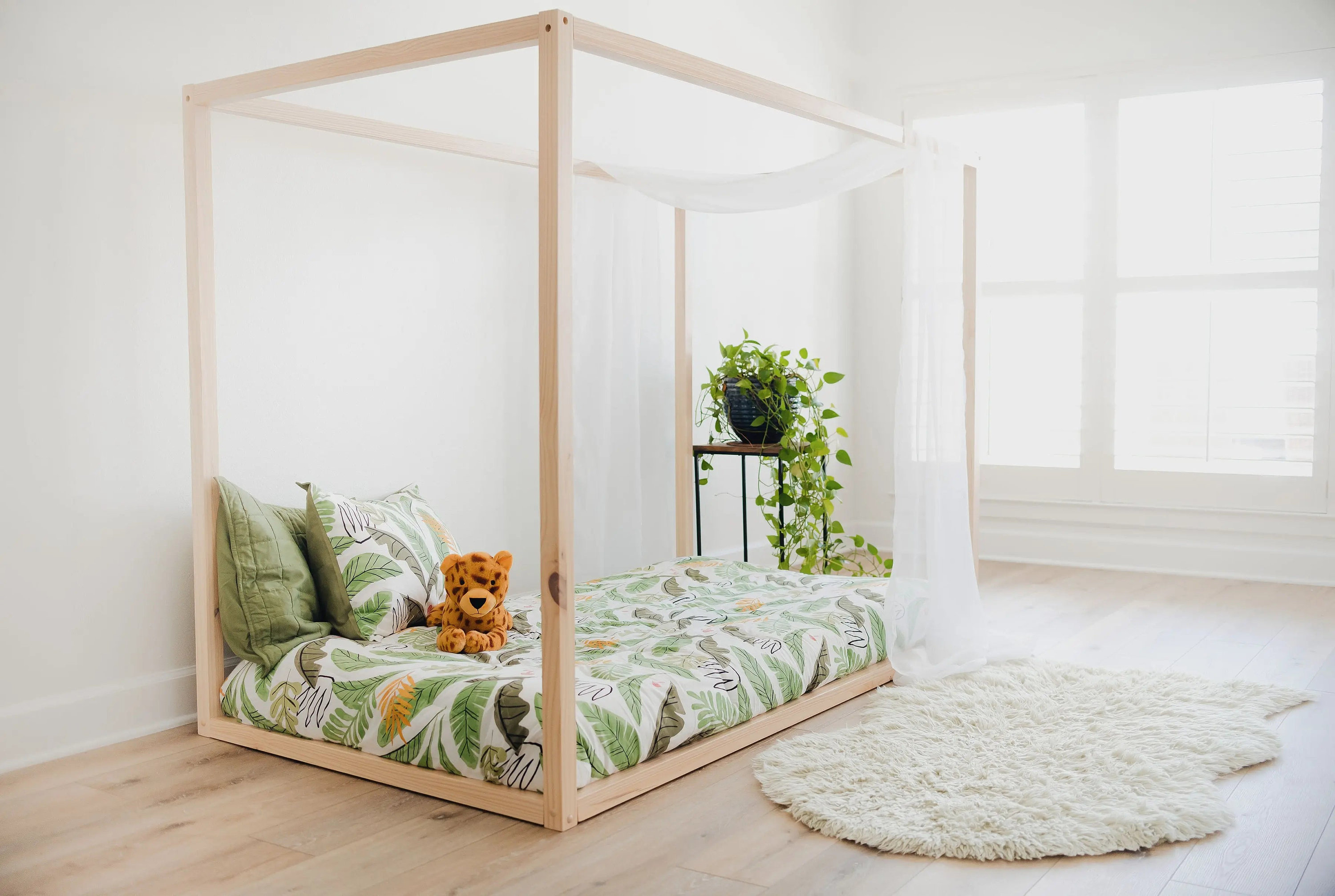 Asher Canopy Floorbed Frames Low Platform Bed for Children