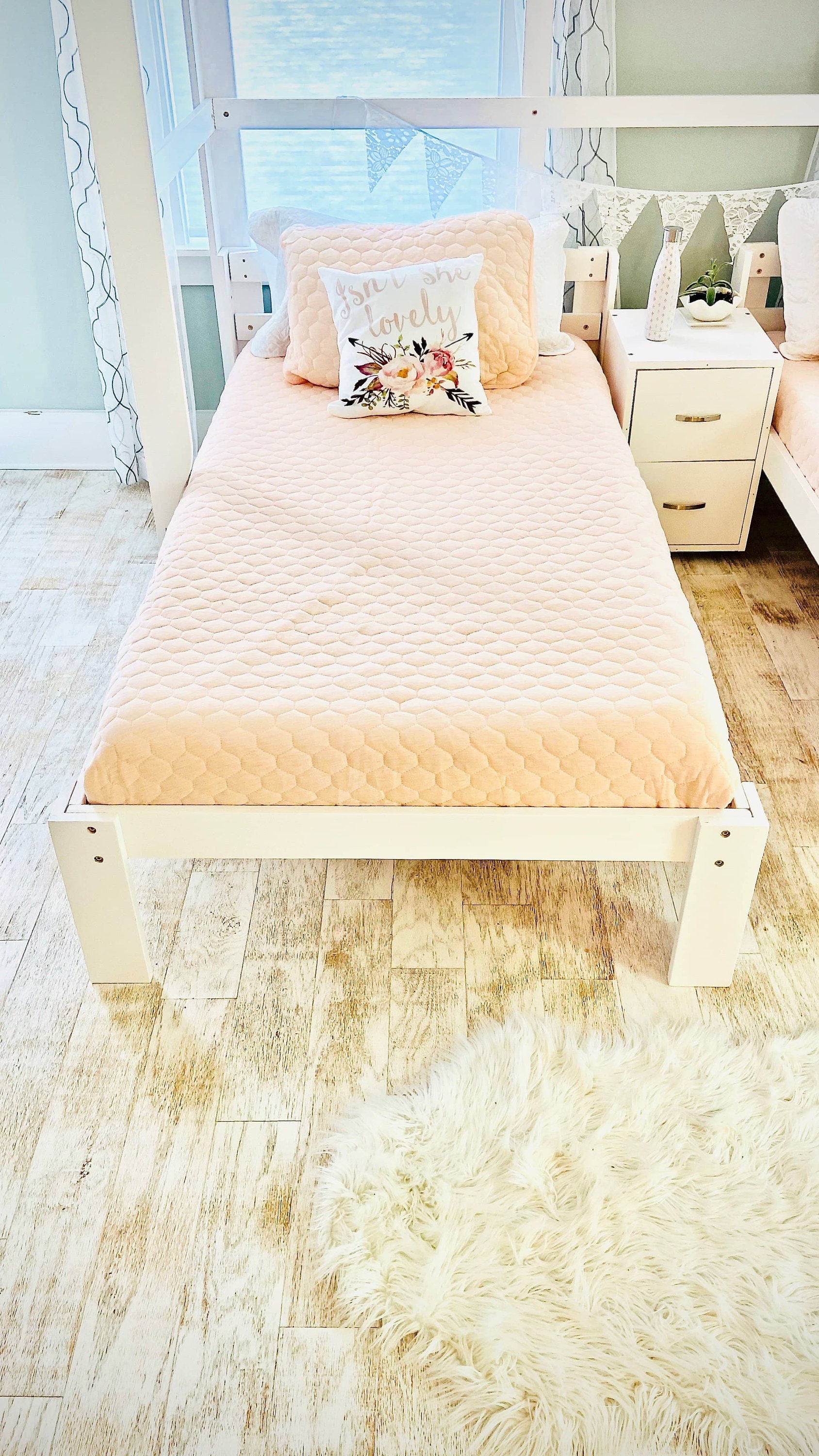Audrey Triple Bunk Bed White Quad Bunk Bed Ladder for Kids With