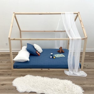 Sophia Montessori Floorbed, Toddlers/ Kids House Bed, Nursery Room Low Profile Play Beds with Slats image 4