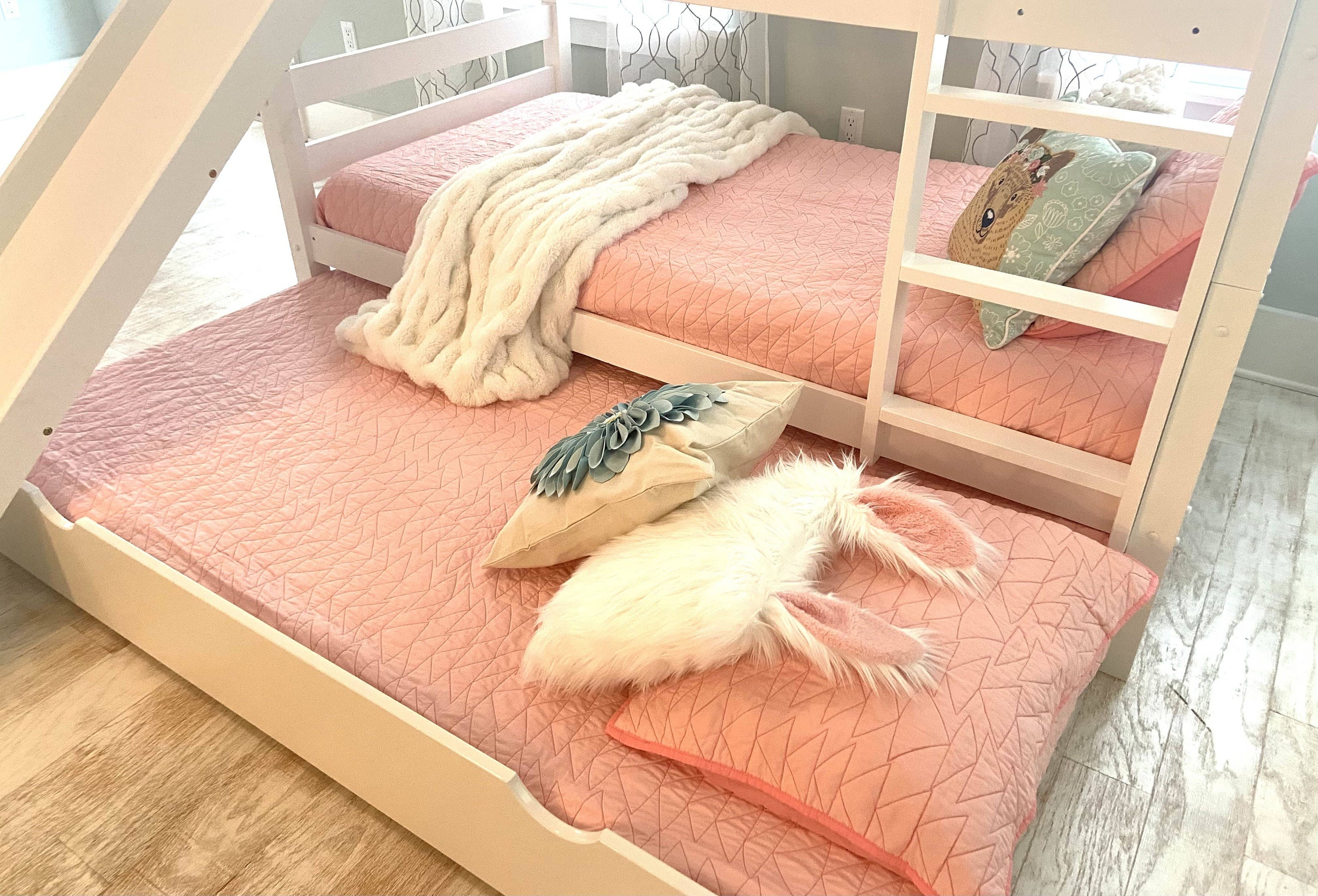 Olivia Trundle Bed Bunk Bed Twin With Slide rails Triple Slat