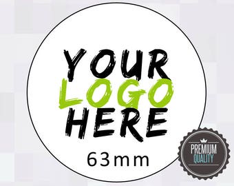 PERSONALISED CLEAR TRANSPARENT ROUND STICKERS CUSTOM LOGO LABELS 63MM