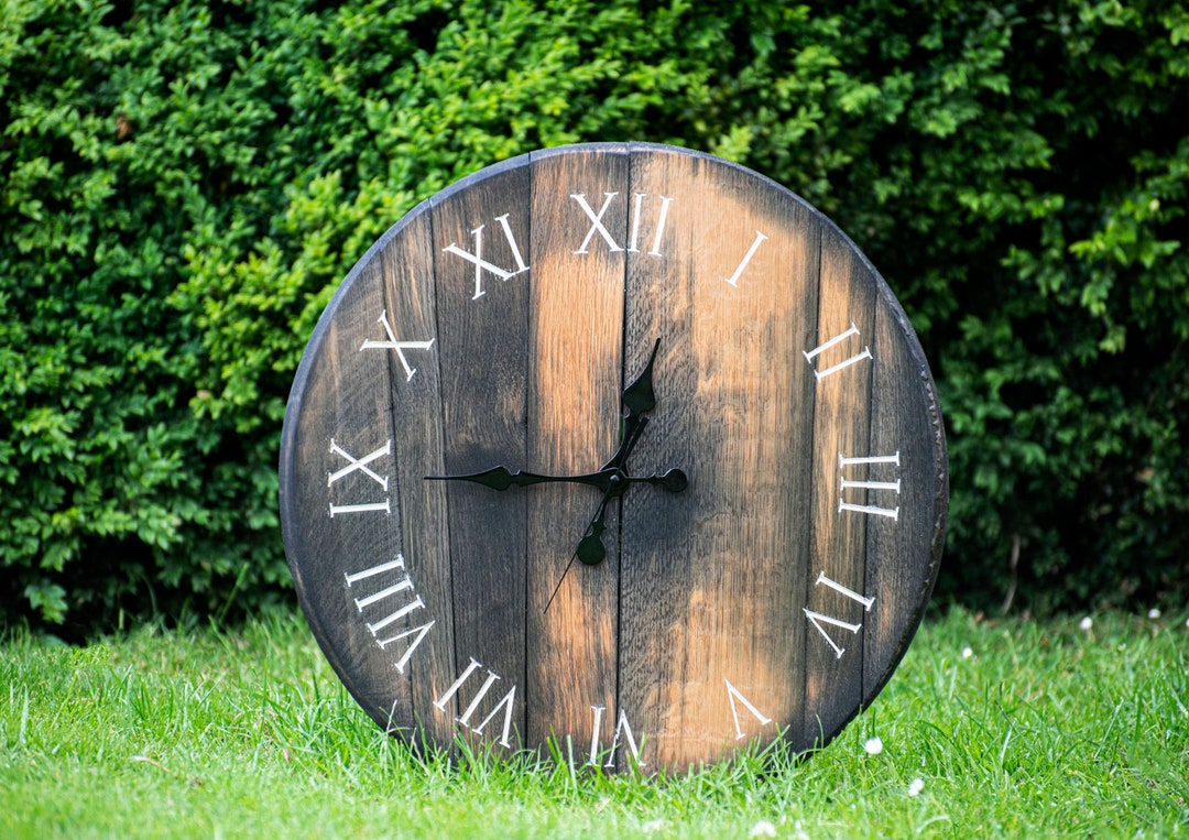 Whiskey Barrel Lid Clock, Barrel Clock, Wooden Clock. Etsy