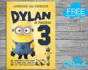 minion invitation etsy
