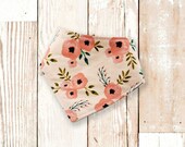 Dog Bandana quot BLUSH FLORAL quot - bandana for dogs, snap dog bandana, dog bandana with snaps, pink dog bandana, floral dog bandana, personalized