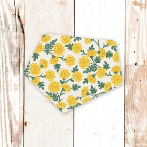 Spring Dog Bandana &quot;Yellow Dianthus&quot; - Personalizable dog bandana with snaps. Machine washable. Dog Easter basket, Rifle Paper Co Bramble