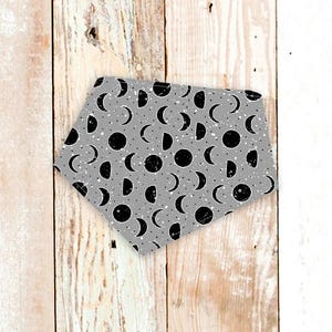 Dog Bandana &quot;Lunar Grey&quot; - Machine washable, easy snap-on pet bandana. Custom | Personalized | Dog Gifts | Dog Accessories | Mystical