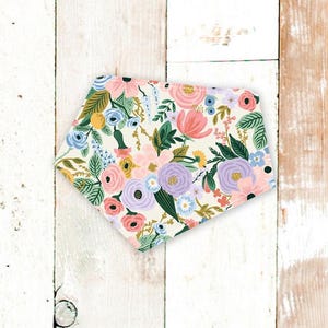 Easter Dog Bandana &quot;Pastel Garden Party&quot; - Easy snap-on bandana for dogs and cats. Machine washable pet bandana with snaps. Rifle Paper Co.