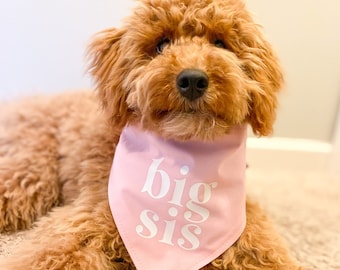 Big Sister Dog Bandana • Pink Big Sis Baby Announcement Bandana • New Dog Sibling • Dog Mom Gift