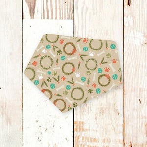 Dog Bandana &quot;Howlidays&quot; - Personalizable dog bandana with snaps. Machine washable pet bandana for cats or dogs. Christmas, Holiday, Xmas