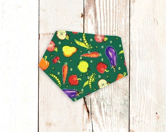 Summer Dog Bandana "Farmer's Market" - Machine washable, easy snap-on pet bandana. Custom | Personalized | Dog Gifts | Fruit & Vegetables