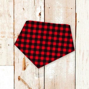 Dog Bandana &quot;RED BUFFALO PLAID&quot; - bandana for dogs, snap dog bandana, dog bandana with snaps, fall dog bandana, red check dog bandana