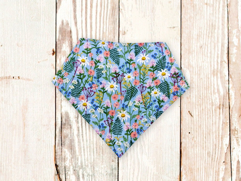 Dog Bandana "Blue Fern" - snap-on dog bandana, dog bandana …