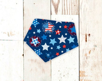 Patriotic Dog Bandana "PATTERNED STARS" - Fourth of July, usa dog bandana, flag dog bandana, stars dog bandana, July 4th, Independence Day