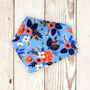 Dog Bandana &quot;Periwinkle Fleur&quot; - snap-on dog bandana, dog bandana with snaps, flowery dog bandana, floral dog bandana, rifle paper