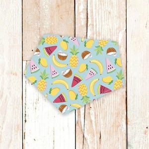 Dog Bandana &quot;Summer Fruit (Mint)&quot; - Machine washable, easy snap-on pet bandana. Custom | Personalized | Dog Gifts | Pineapple | Banana