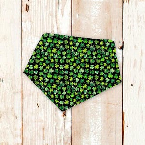 St. Patrick&#39;s Day Dog Bandana &quot;MINI CLOVERS&quot; • Snap-on Pet Bandana • St. Paddy&#39;s Day • St. Patty&#39;s Day • Dog Mom Gift