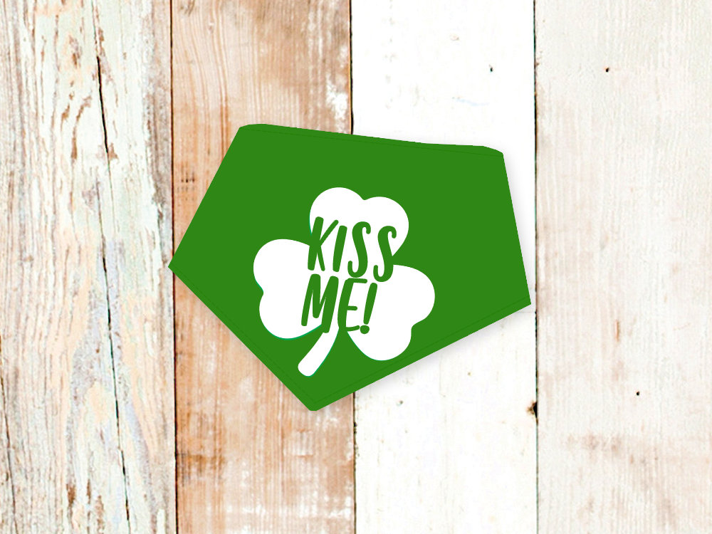 Kiss Me St. Patrick's Day Dog Bandana Snap-On Pet Paddy's Patty's Mom Gift