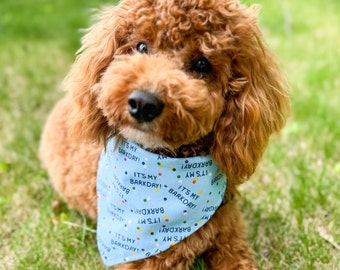 It's My Barkday Dog Bandana • Colorful and Fun Bday Blue BarkDay Dog Bandana • Happy Birthday • Dog Birthday Party • Confetti • Birthday Boy
