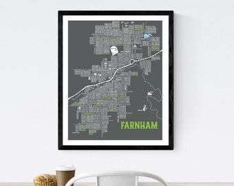 Farnham Word Map Print, Farnham Typography Map, Word Art, Font Map, Word Poster of Farnham UK