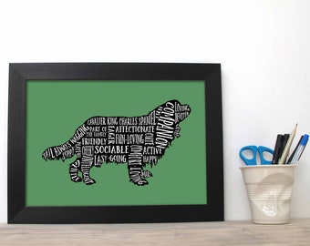 Cavalier King Charles Spaniel Word Art Print - Cavalier King Charles Spaniel Poster - Dog Print - Doggy Paw Print